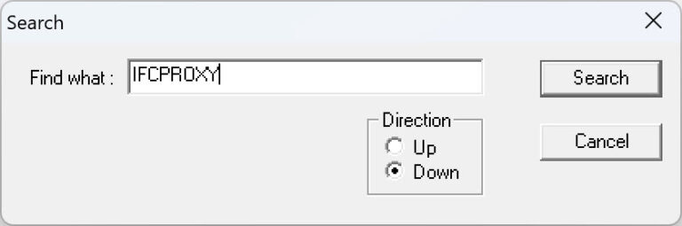 ifcquickbrowser searching